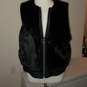 NWT MICHAEL KORS Black Faux Fur Vest